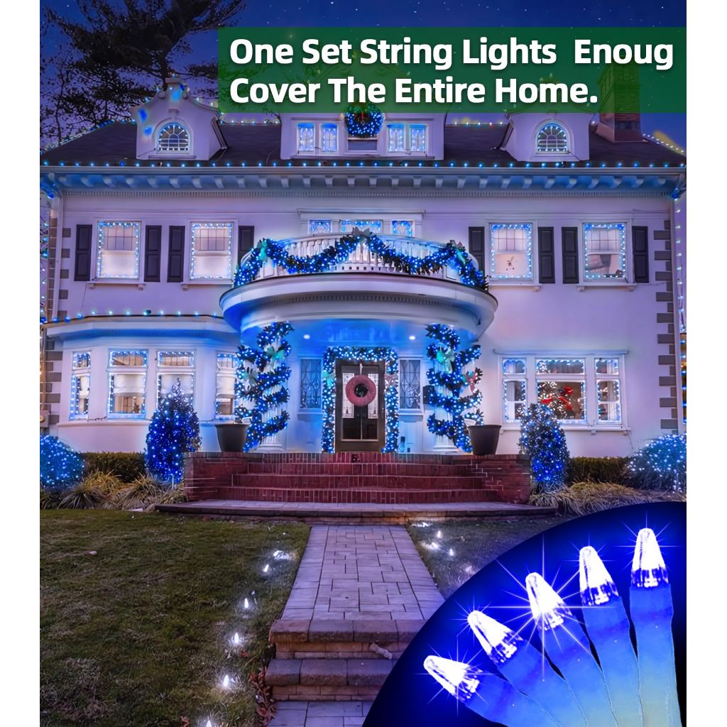 QUHUATU 1500 LED Super Long Christmas String Lights, 492FT, Blue, LED, Waterproof