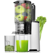 EanOruus Cold Press Juicer, 5.8" Wide Feed Chute Juice Extractor Machine with 400W | Silver
