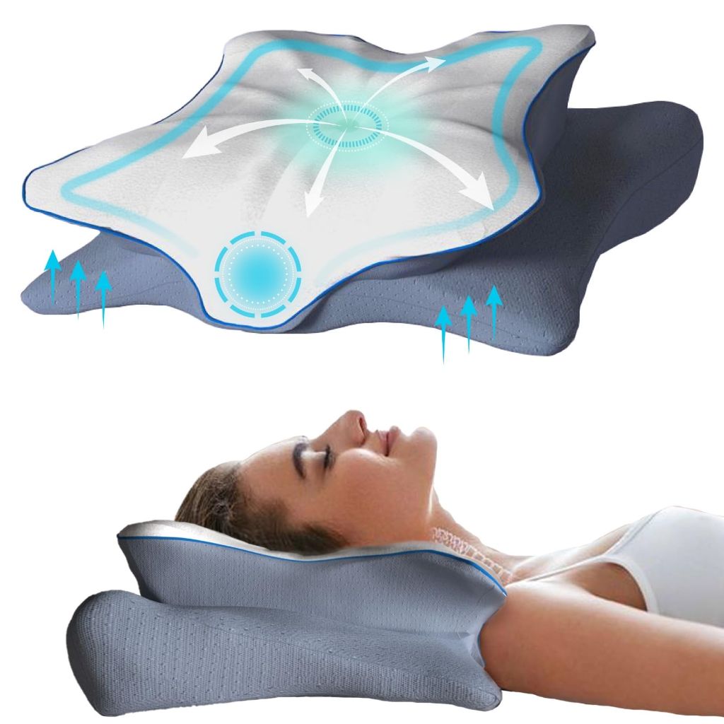MY HOMEBOUND Cervical Pillow,Contour Memory Foam Pillow for Sleeping,Ergonomic Neck Support Pillow for Side,Back and Stomach Sleepers with 1 Extra Free Comfortable and Breathable Pillowcase