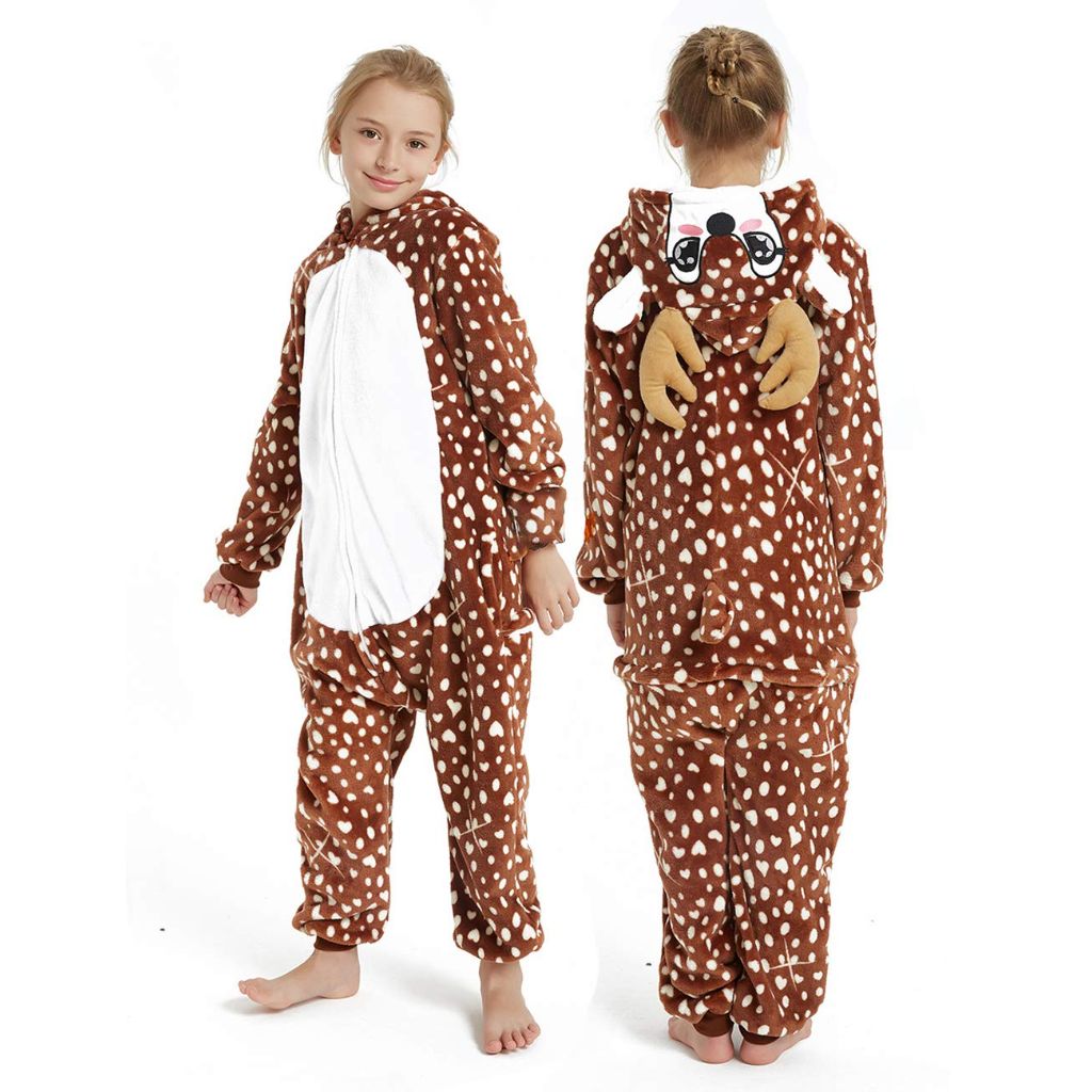 CASABACO Kid Reindeer Onesie Pajamas, One piece, Dot Deer, 4'7