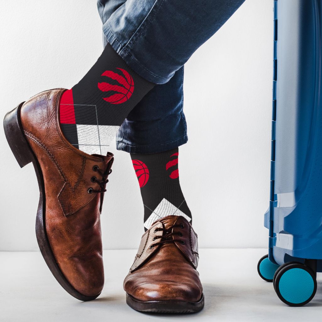 SZ OSFM For Bare Feet NBA TORONTO RAPTORS Argyle Remix Premium Dress Sock Team Color