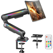 Heavy Duty Single Monitor Mount with RGB Light, Height Adjustable Arm for 17'32' Screens up to 19.8 lbs, | Black