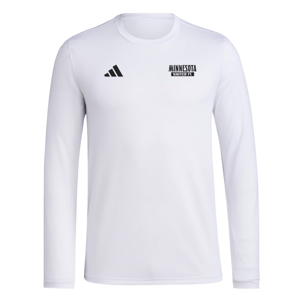 adidas Men's MLS Soccer Pre-Game Long Sleeve T-Shirt - Minnesota United, White (Large)