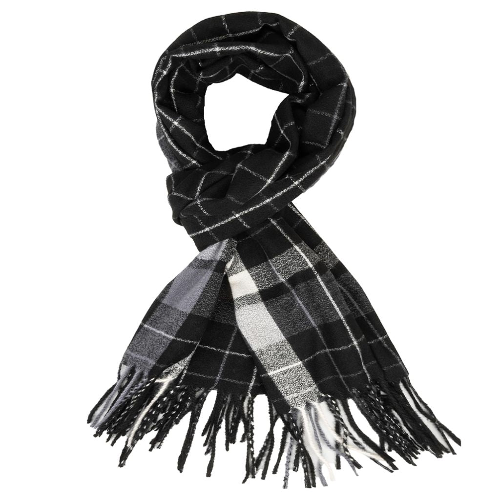 OVOY Men and Women Winter-Plaid-Cashmere-Scarves, Cold Weather Soft Warm Scarves with Tassel
