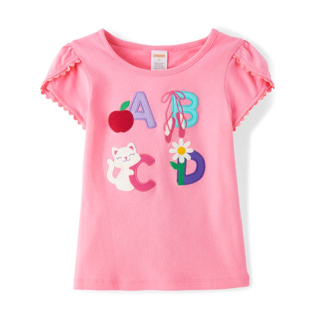 Gymboree,and Toddler Embroidered Graphic Short Sleeve T-Shirts,Pink  (Size 8)