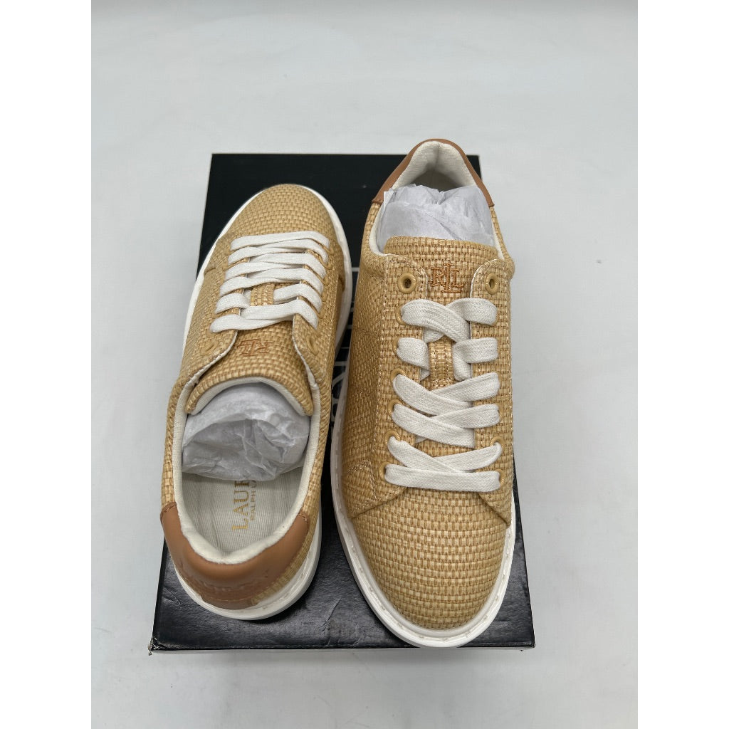 Lauren Ralph Lauren Women's Angeline 4 Lace-Up Platform Sneakers, Natural/Buff - Size 5