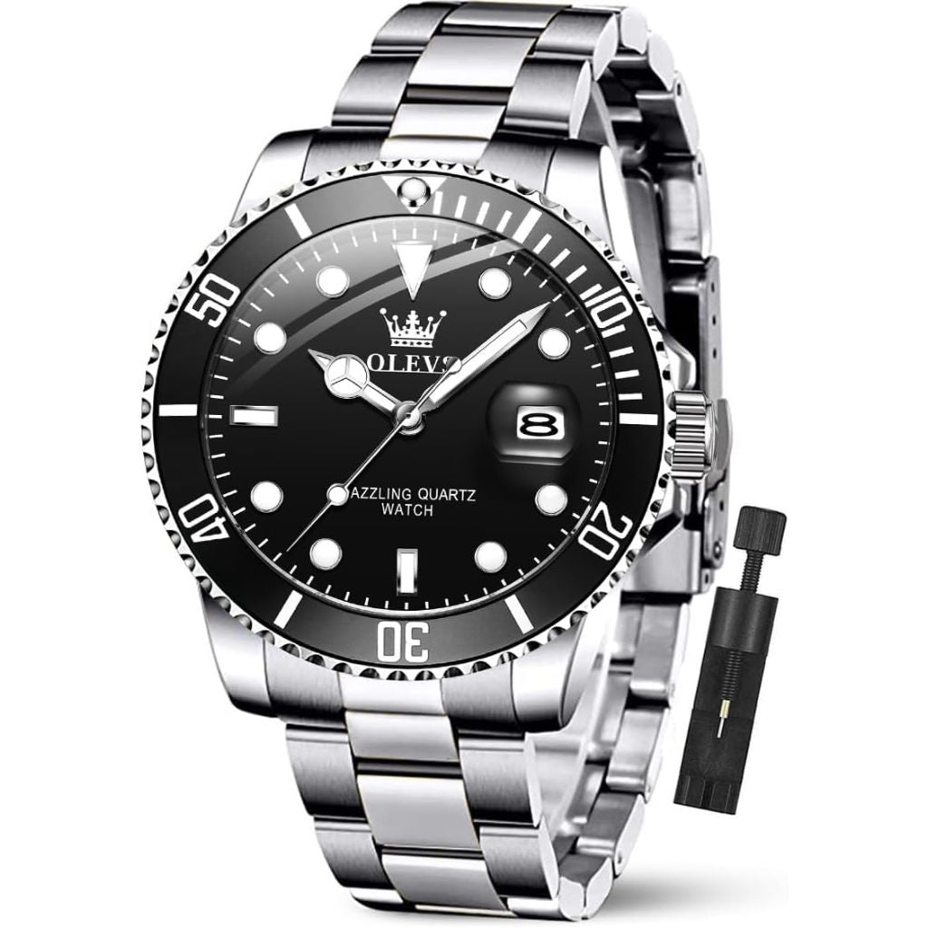 OLEVS Luxury Watches for Men Big Face Stainless Steel | Analog Quartz