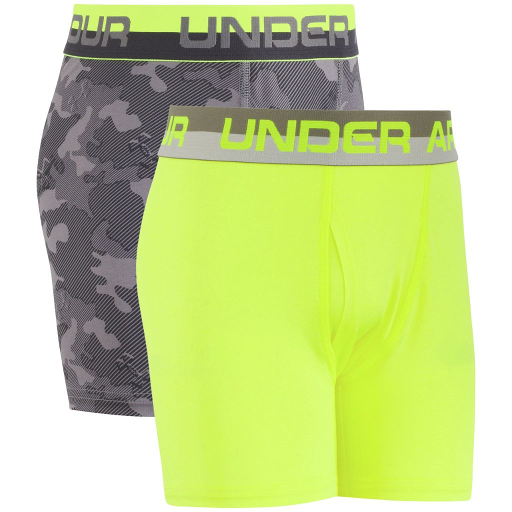 SZ L (14/16) Under Armour Boy's 2-Pack UA Camo Boxer Brief (Big Kids) Graphite