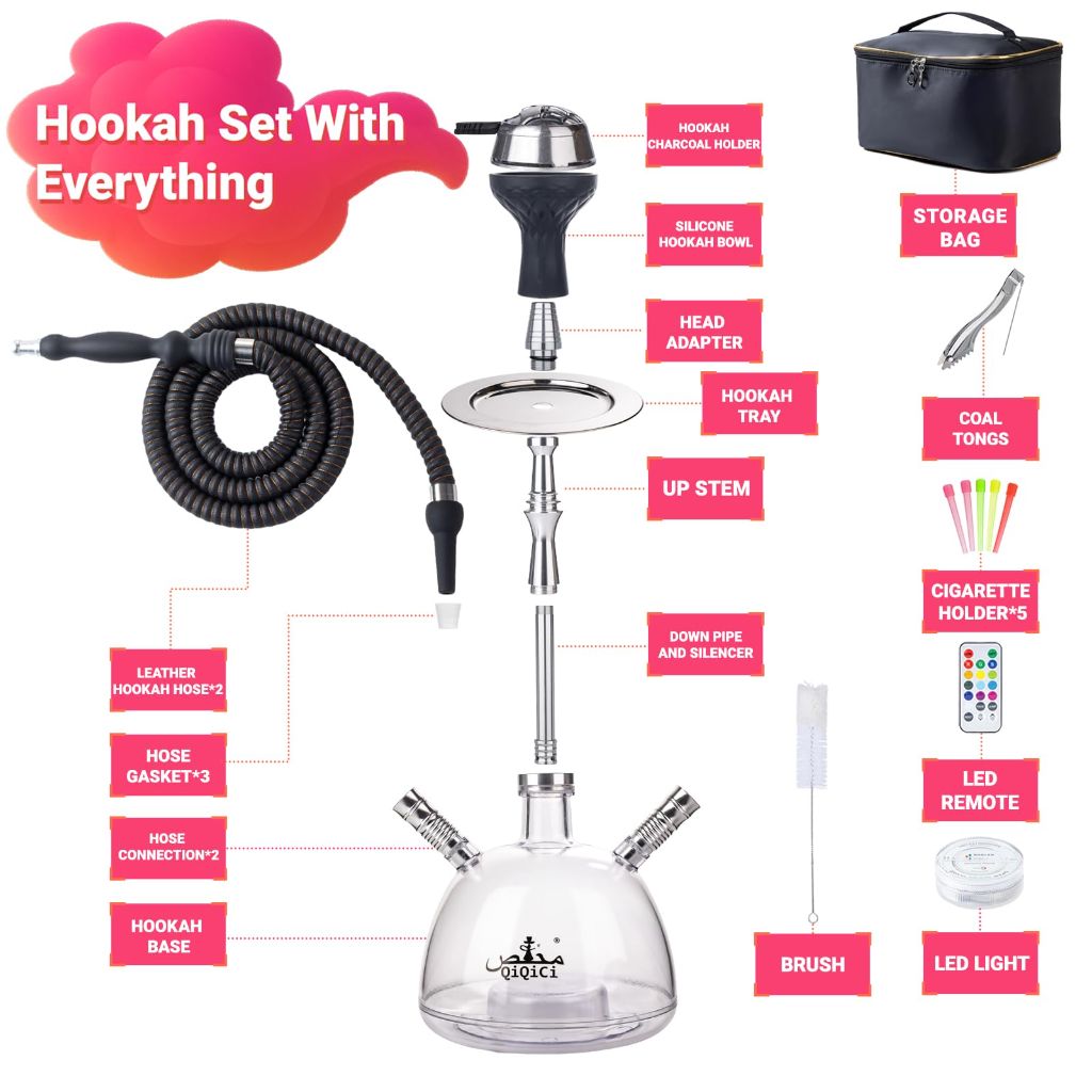 QiQiCi Modern 2 Hose Acrylic Bubble Hookah