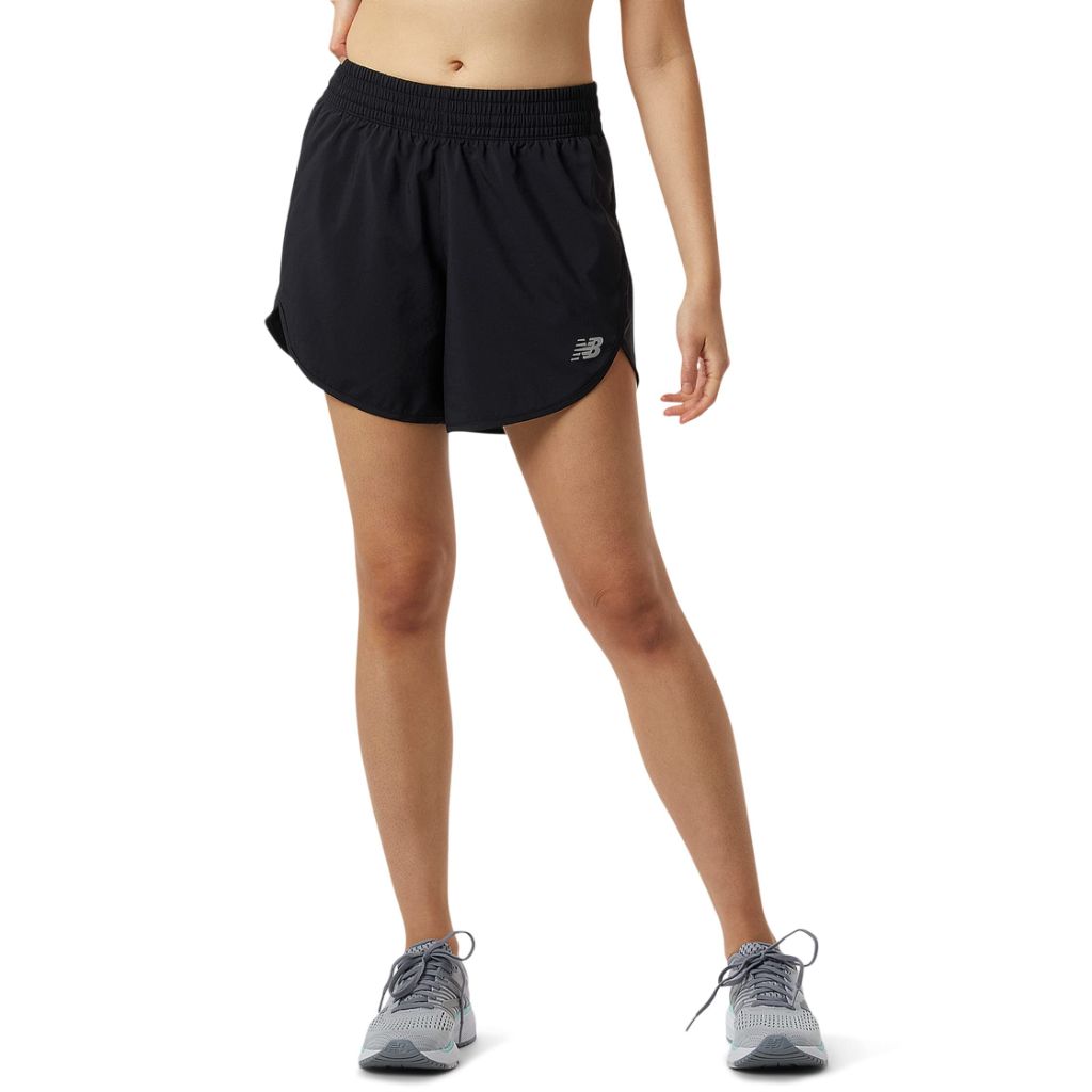 New Balance Womens Accelerate 5 Inch Shorts, Black, X-Small