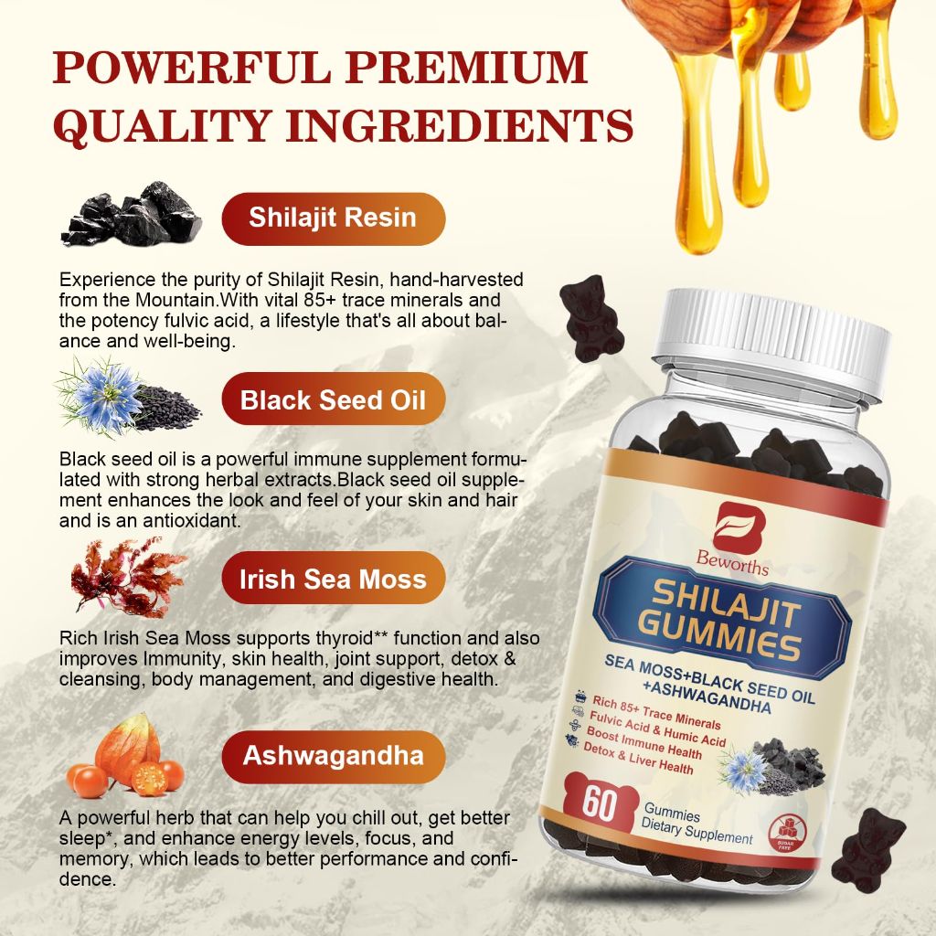 2Pack Shilajit Resin Gummies, 10000mg - 60 gummies