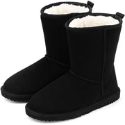 MUSSHOE Women's Waterproof Snow Boots: Winter Mid-Calf Boots with Faux Fur Lining, Black - size 7