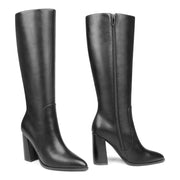 Zzheels Women's Knee High Boots with Side Zipper, Black Matte, SZ 9