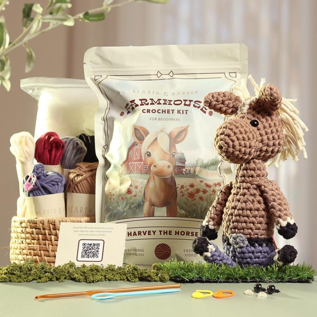 Amigurumi Crochet Kit for Beginners with Step-by-Step Video Tutorials - Harvey the Horse