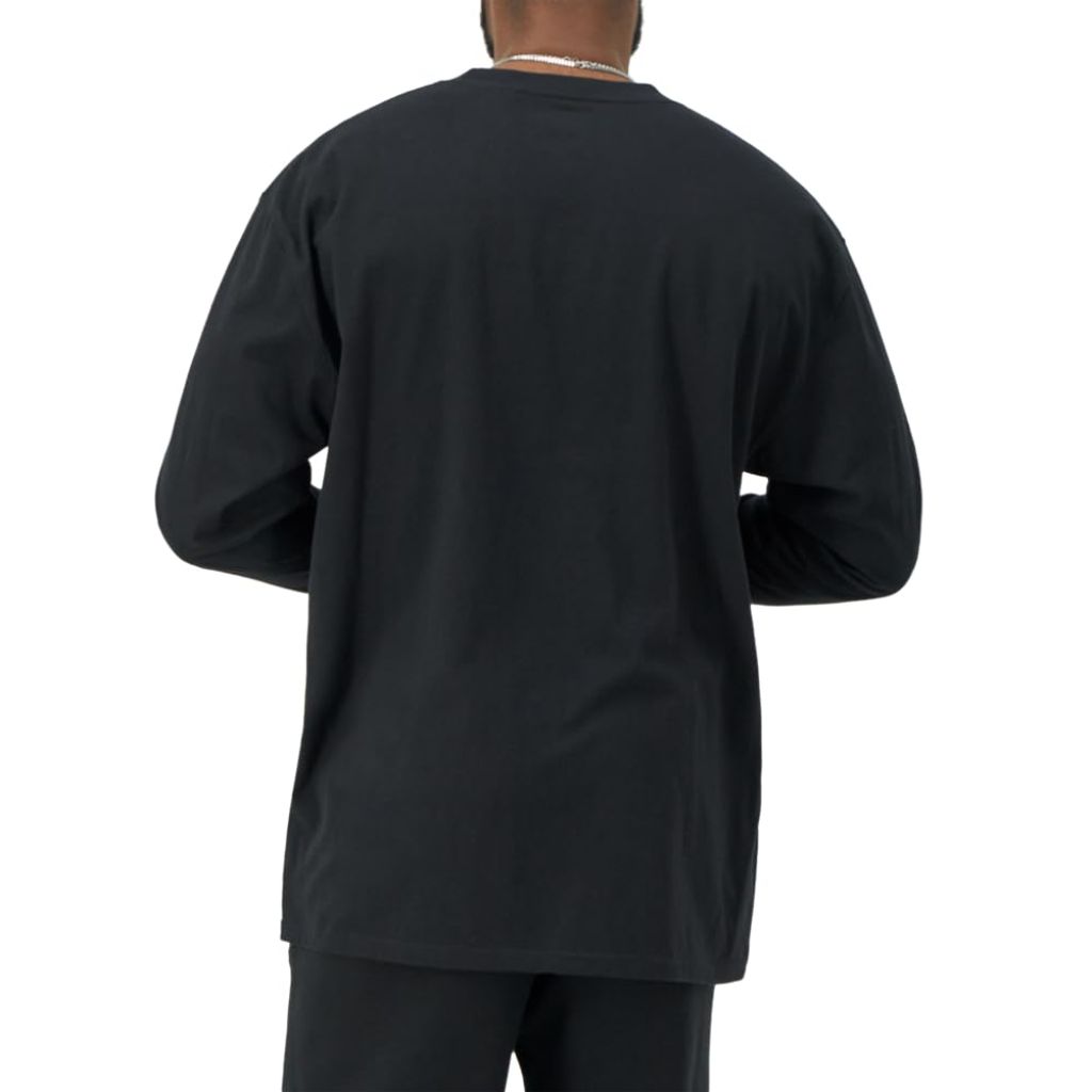 SZ XS, Champion mens Classic Long Sleeve Tee, Screen Print Script T Shirt, Black