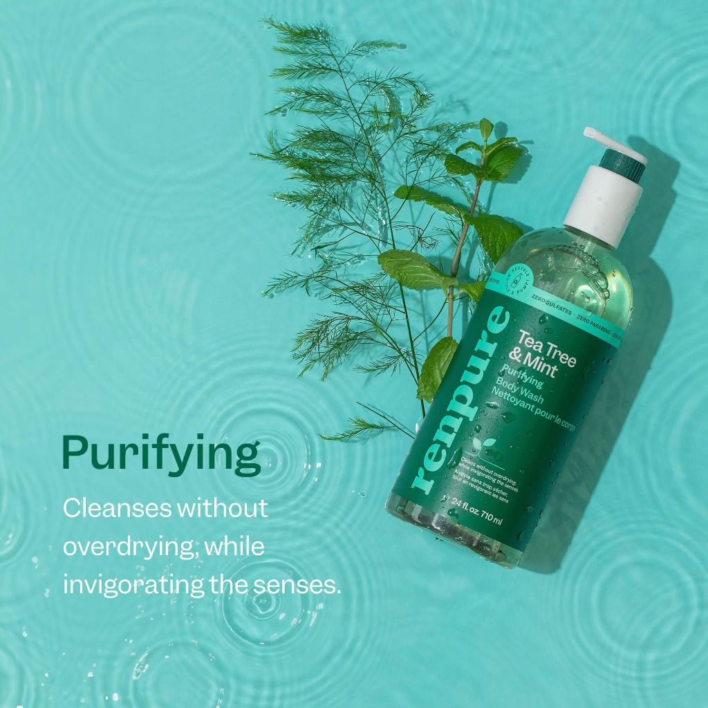 Renpure Tea Tree & Mint Body Wash- 24 Fl Oz each, Single Pack