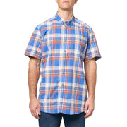 Eddie Bauer Men's Big & Tall Pack It Tech Seersucker Short-Sleeve Shirt Cobalt Large, Tall