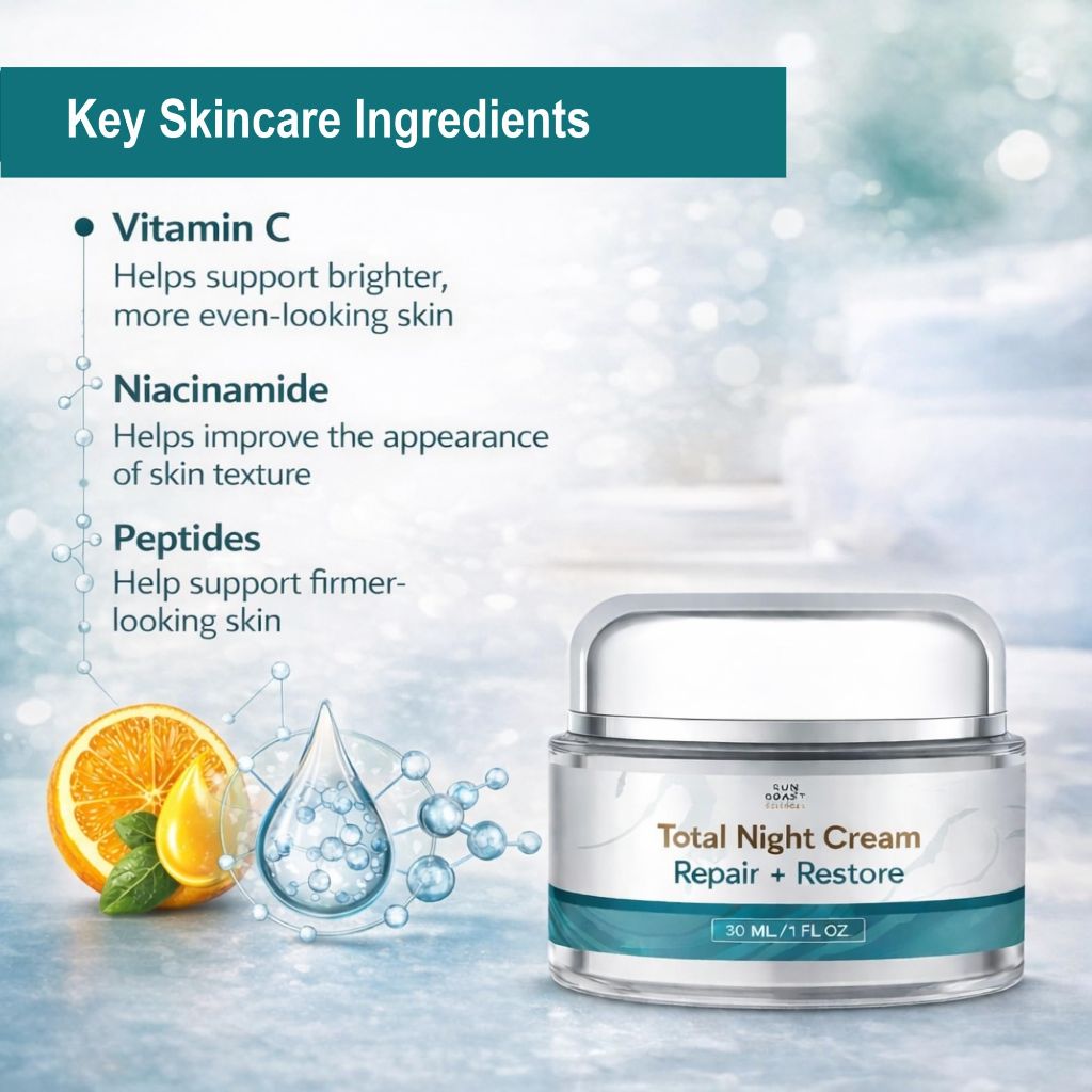 SUN COAST SCIENCES - Total Night Cream, Night Face Cream for All Skin Types - 1 fl oz