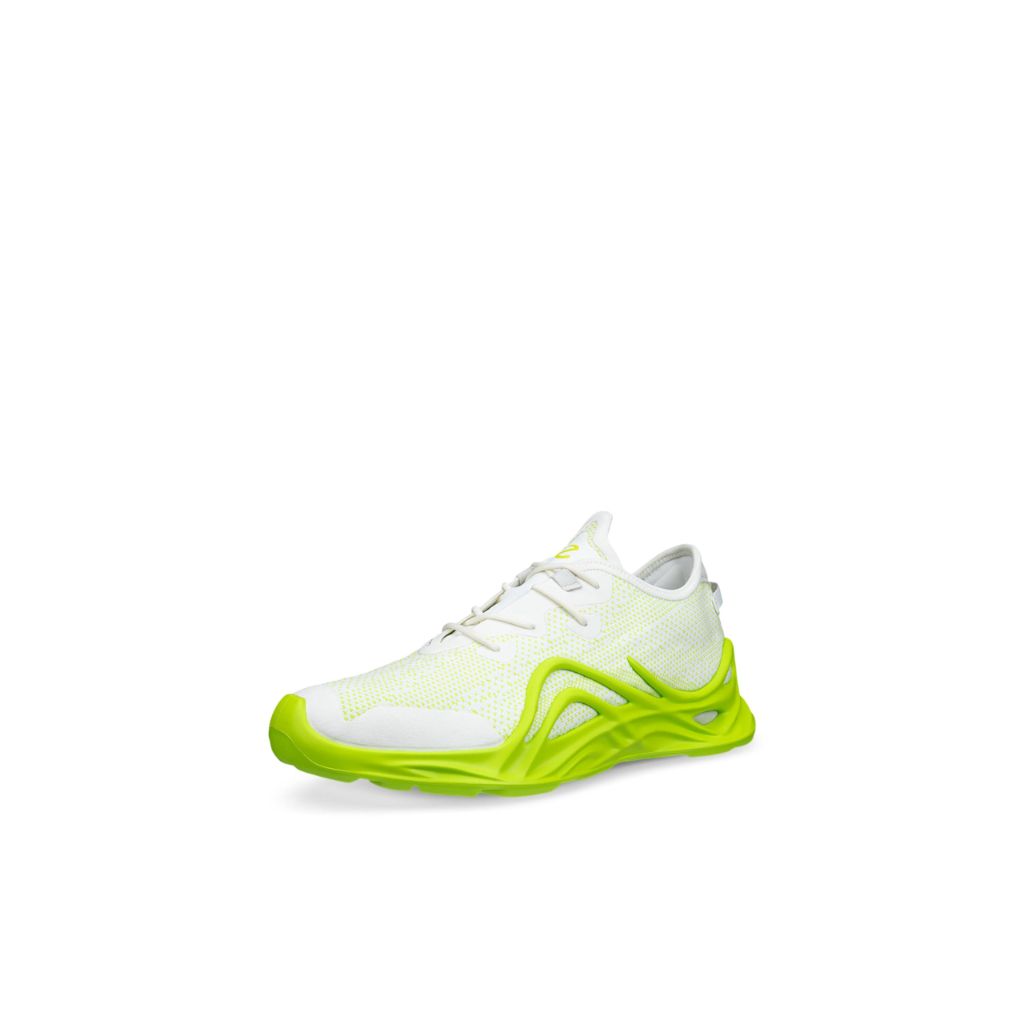 ECCO Men's Biom Infinite Textile Knit Fashion Sneaker, Bright White/Lime Punch, 10-10.5