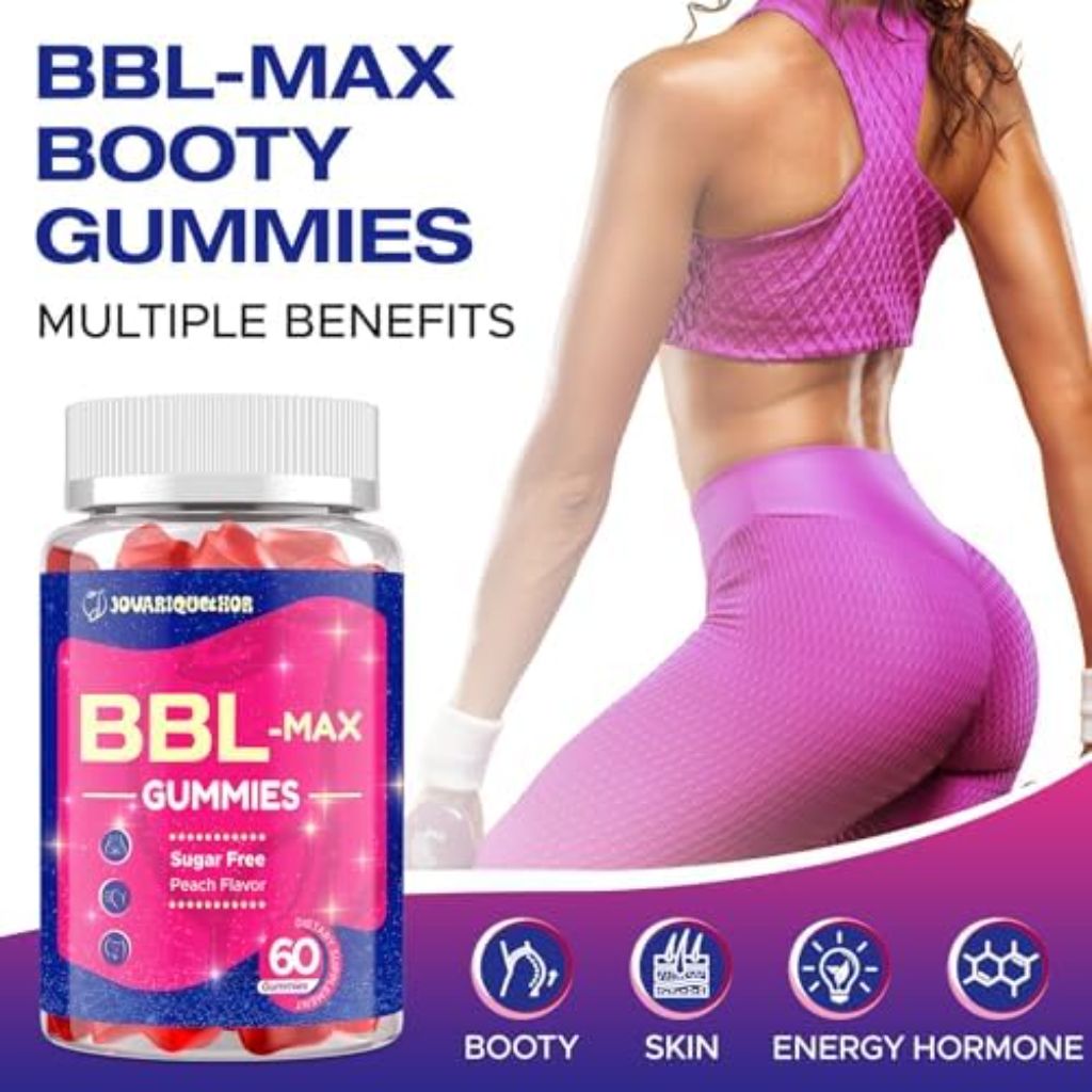 BBL-Max Booty Gummies for Women with Multivitamins and Herbal Extracts - Peach Flavor, 60ct (2 Pack)