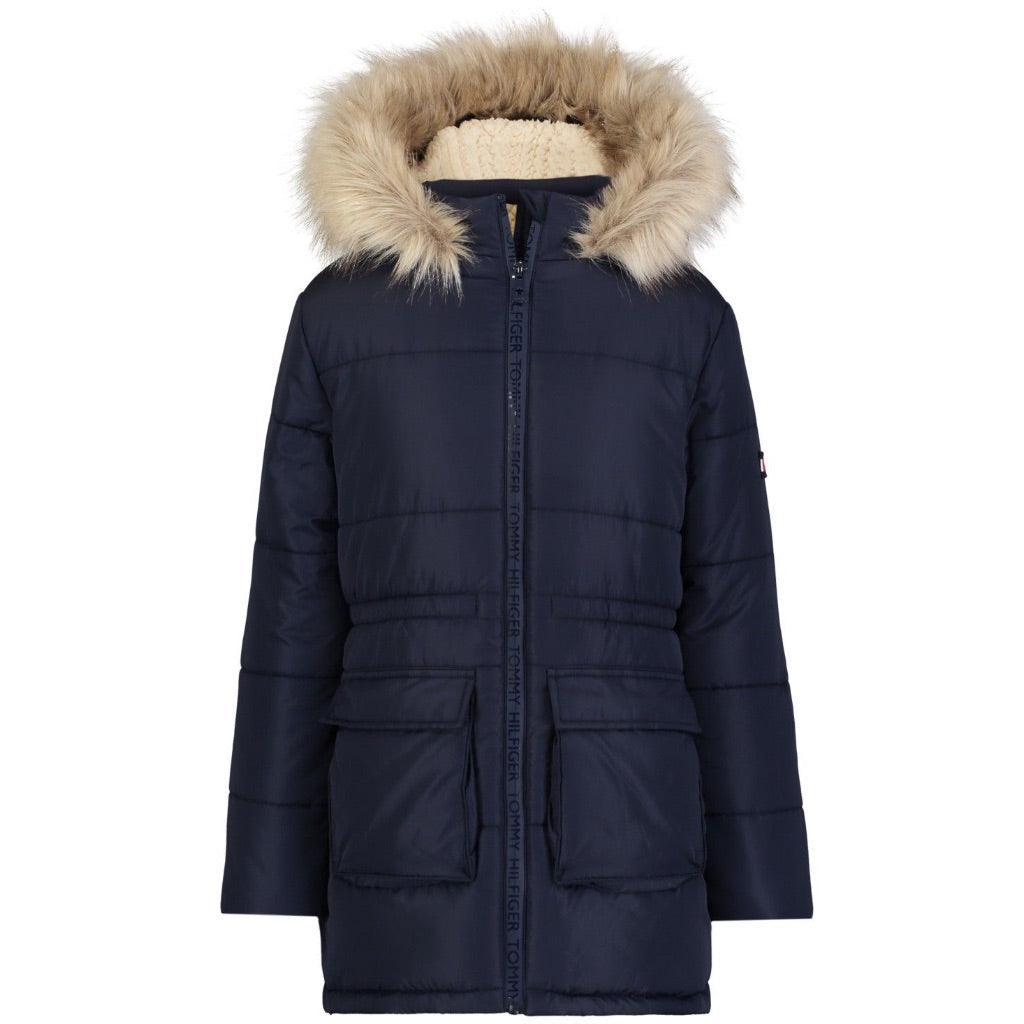 Tommy Hilfiger Toddler and Little Girls Patch Pocket Anorak Puffer - Navy Blazer size 5/6