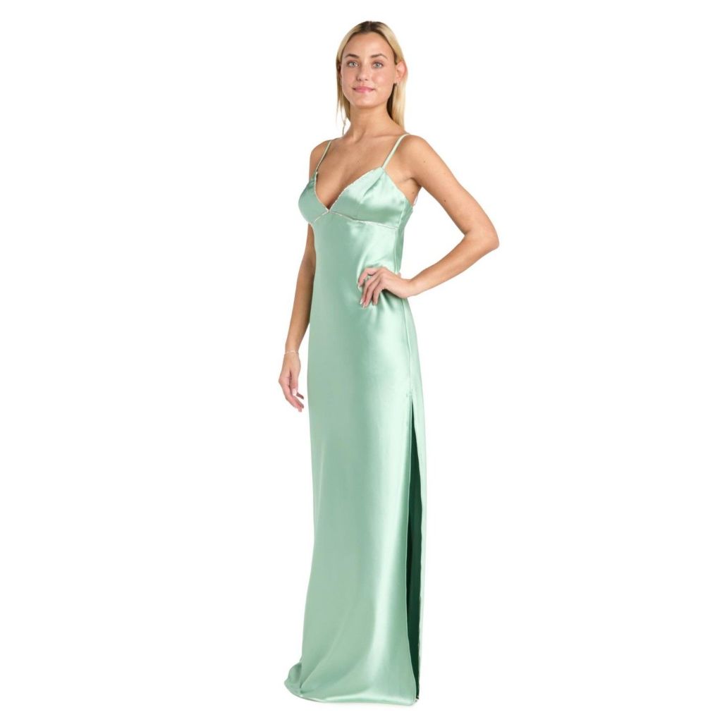 Morgan & Company Juniors' Embellished V-Neck Sleeveless Gown - Sage