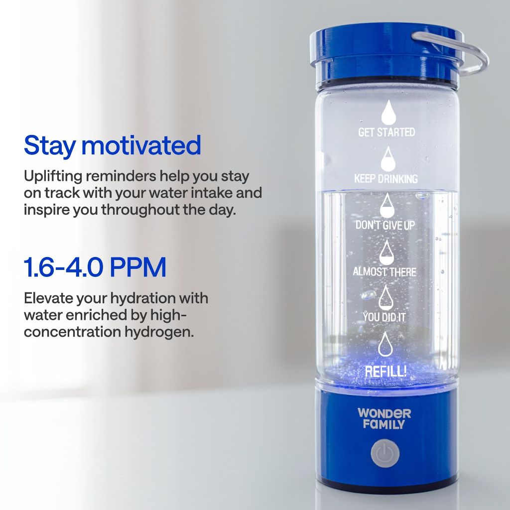 WONDER FAMILY Hydrogen Water Bottle Generator 5 in 1 Large Set – Portable Water Hydrogenator, 14 Fl Oz