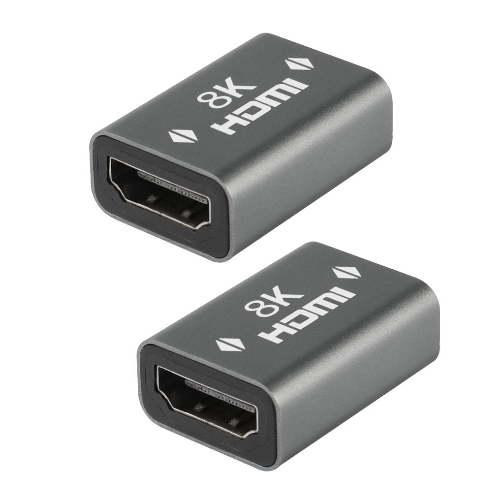 QIANRENON HDMI Female to Female Coupler 3D 8K@60Hz HDR Aluminum Alloy | Gray 2Pack