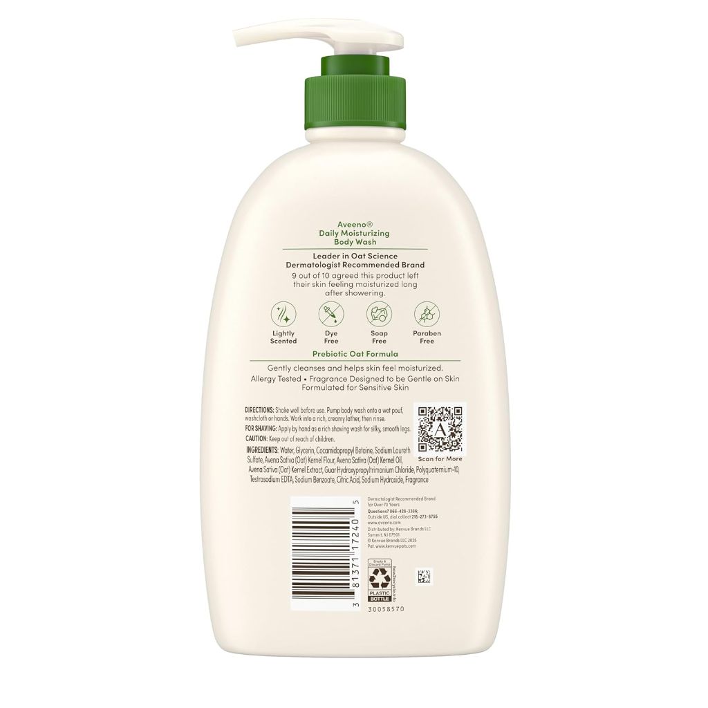Aveeno Daily Moisturizing Body Wash for Normal-Dry Sensitive Skin, Lightly Scented - 33 fl. oz.