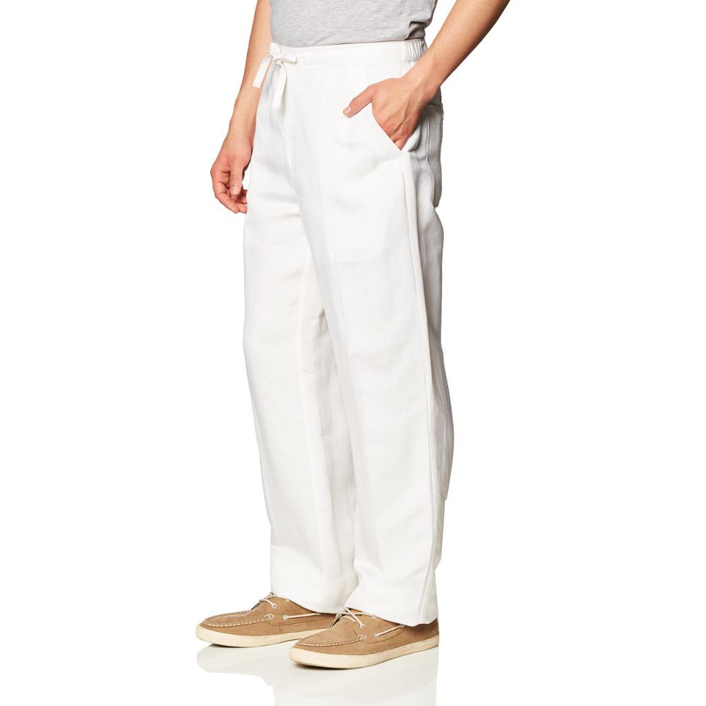 Cubavera Men's Linen-Blend Pants with Drawstring, Bright White - size 3XB/3XG