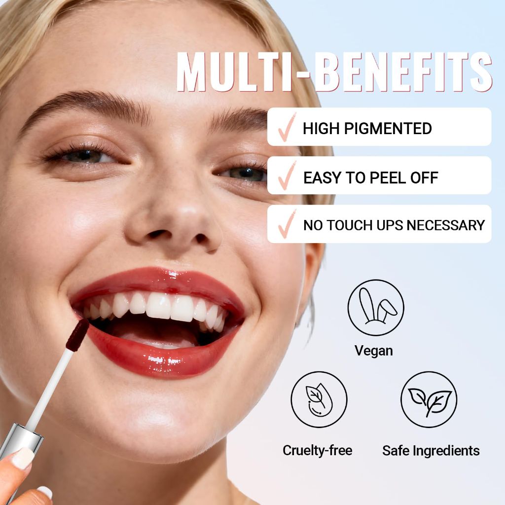 Vevivia Beauty Lip Stain - Long Lasting Peel Off Lip Stain with Tweezer, Nude Pink