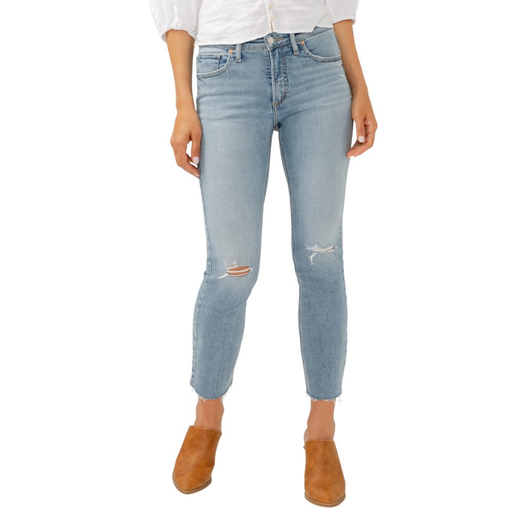 Silver Jeans Co. Women's Most Wanted Mid Rise Straight Leg Crop Jeans, Med Indigo, 30W x 27L