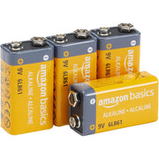 Amazon Basics 4-Pack 9V Alkaline Batteries, 5-Year Shelf Life