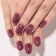 Kaely Dark Mauve Medium Oval Glossy Press on Nails for Women