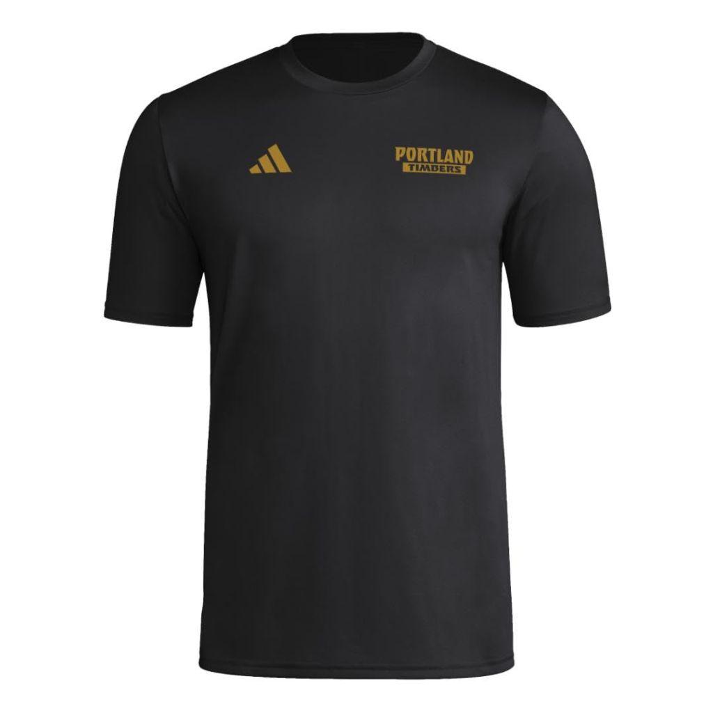 adidas Men's MLS Soccer Pre-Game Short Sleeve T-Shirt - Portland Timbers, Black (Medium)