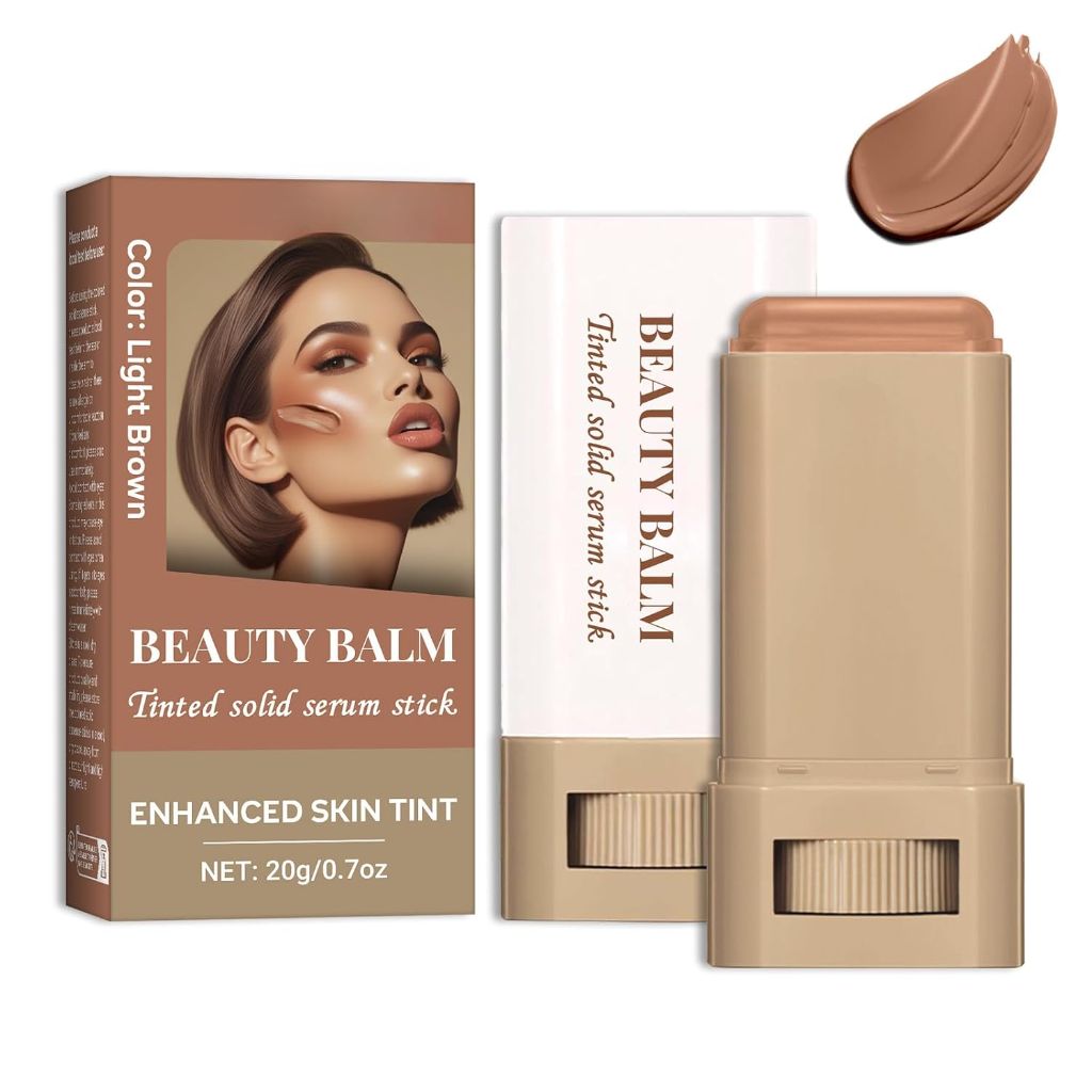 Beauty Balm -Tinted Solid Serum Foundation Stick – Skin Color |  Natural Finish, 20g  (Light Brown Shade)