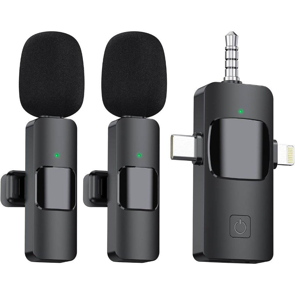 BAILIXIN Advanced Wireless Lavalier Mic with Noise Cancellation & Monitor Function, USB-C/Lightning Output
