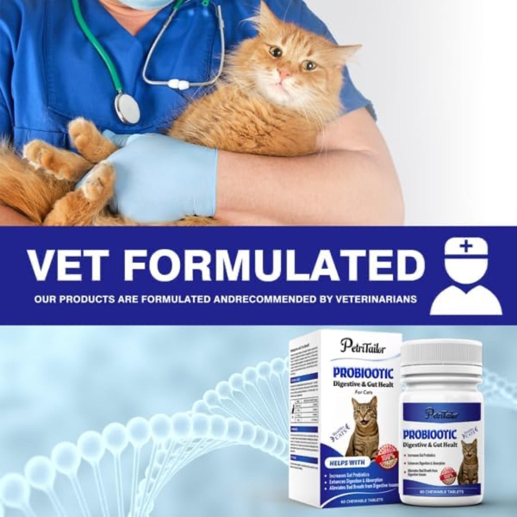 Probiotics for Cats – Digestive Enzymes with Prebiotics for Gut Health, Constipation & Diarrhea Relief, Immune & Itch Support