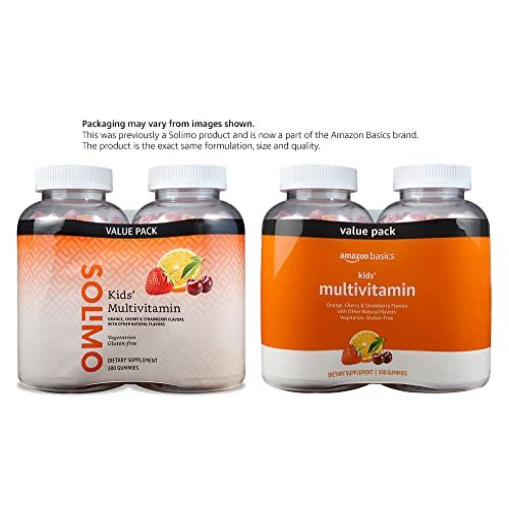 Amazon Basics Kids' Multivitamin Gummies, Cherry, Strawberry & Orange - 380ct (2 Packs of 190)
