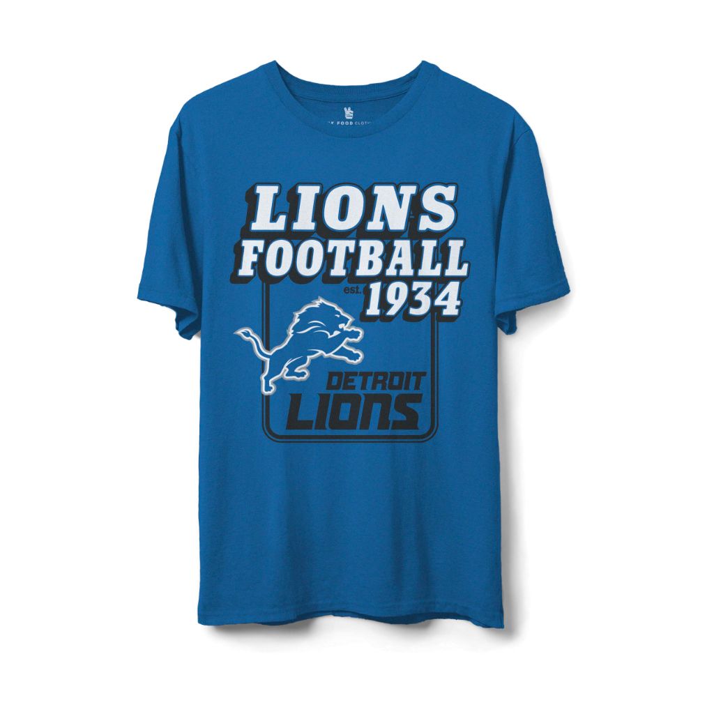 Junk Food Clothing Detroit Lions Hall of Fame Flea Market Tee - Small Royal Blue