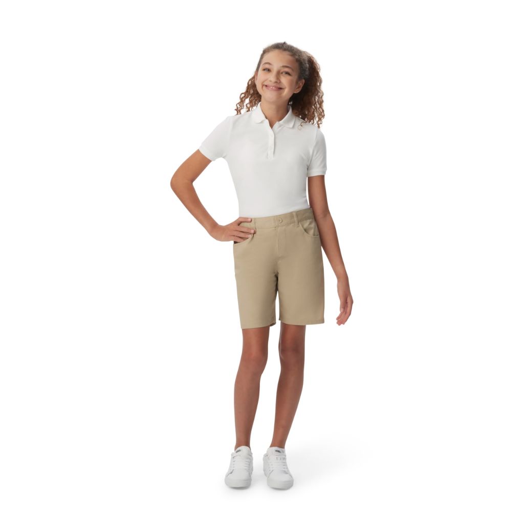 French Toast Girls' Pull-On Twill Short - Khaki, 12.5 Plus