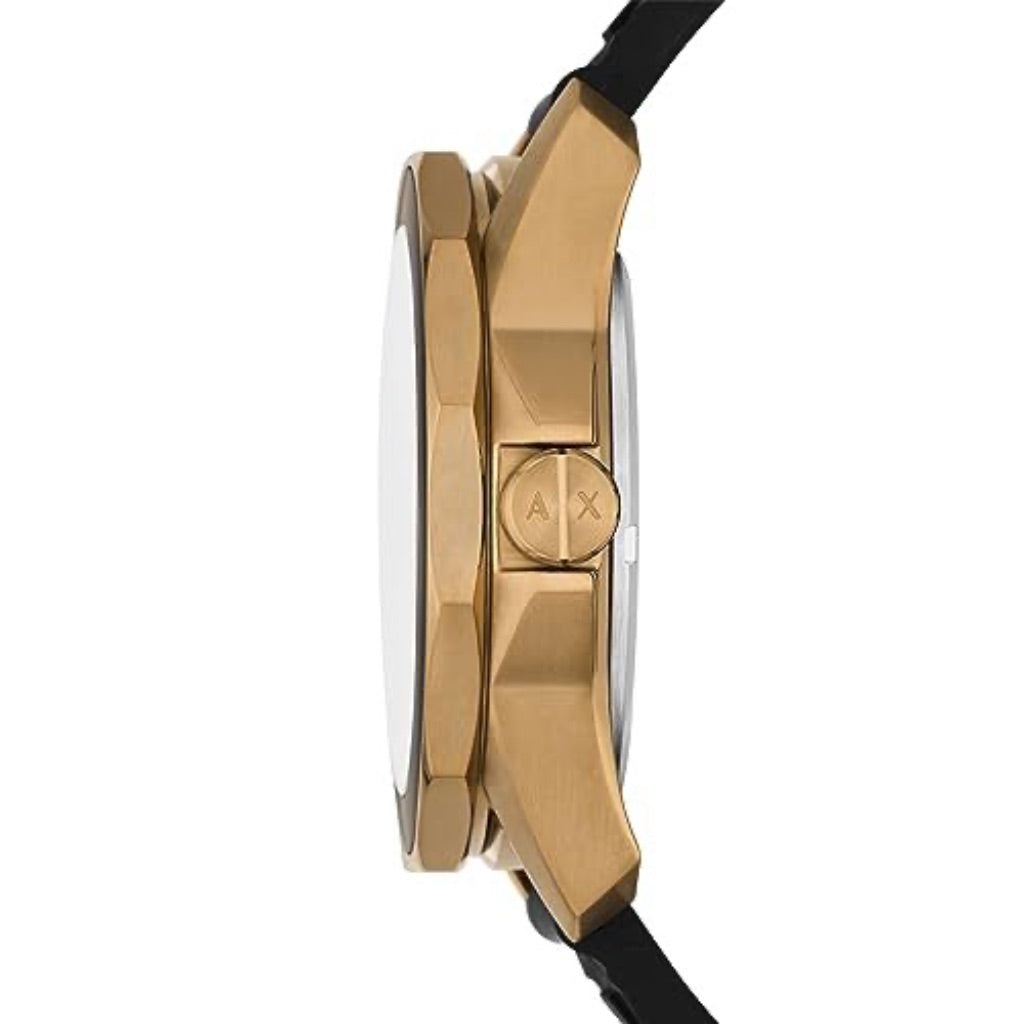 Armani Exchange Men's Quartz Three Hand Date Black Silicone 44mm Watch, AX1954