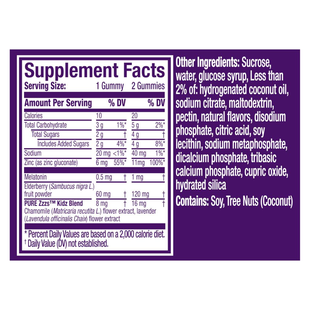 Pure Zzzs Kidz + Immunity by Vicks, Melatonin Sleep Aid Gummies for Kids and Children | Berry Flavored, 42 Gummies