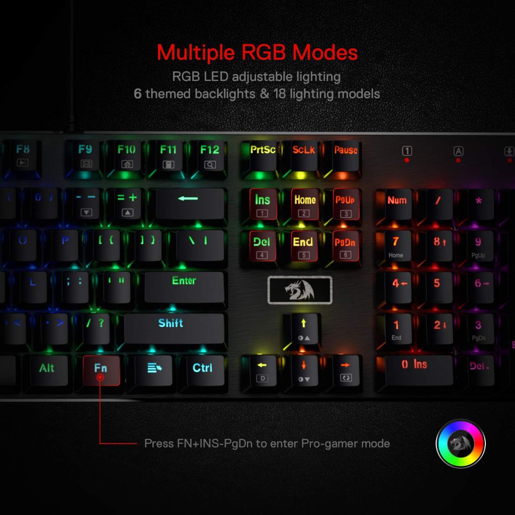 Devarajas Redragon K556 RGB LED Backlit Wired Mechanical Gaming Keyboard - Black