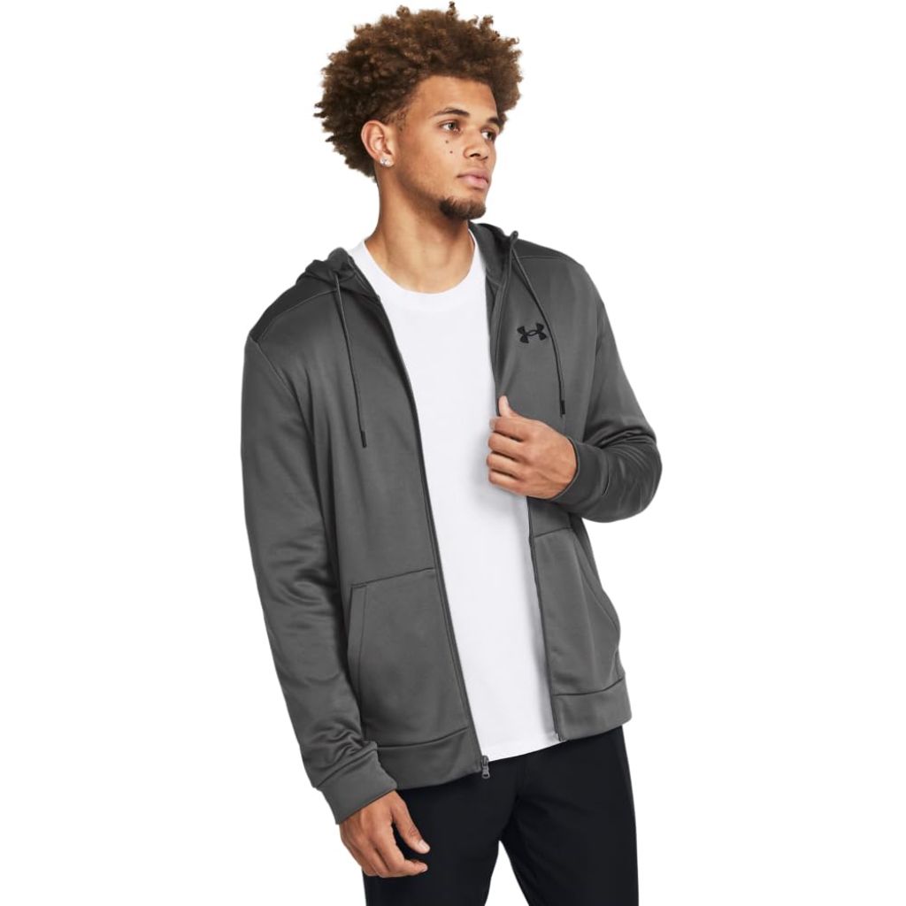 Under Armour Men's Fleece Full Zip Hoodie, Castlerock/Black, Small