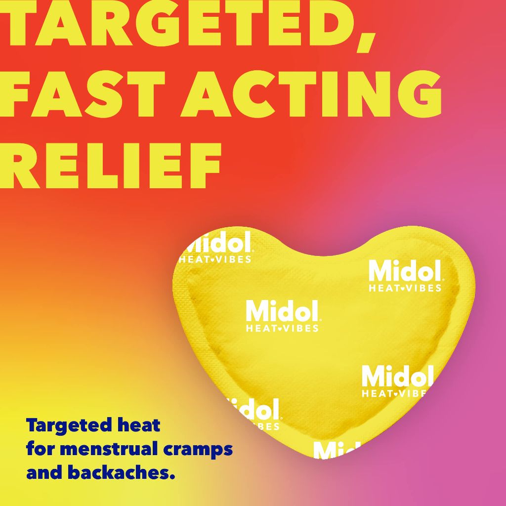 Midol Heat Vibes Menstrual Pain Relief Heat Patches for Period Cramps and Backache - 6ct