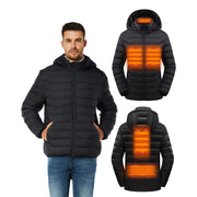 MANGOHOOYA Men's Puffer Heated Jacket - Lightweight Warm Coat for Men with Detachable Hood (Batteries not included)