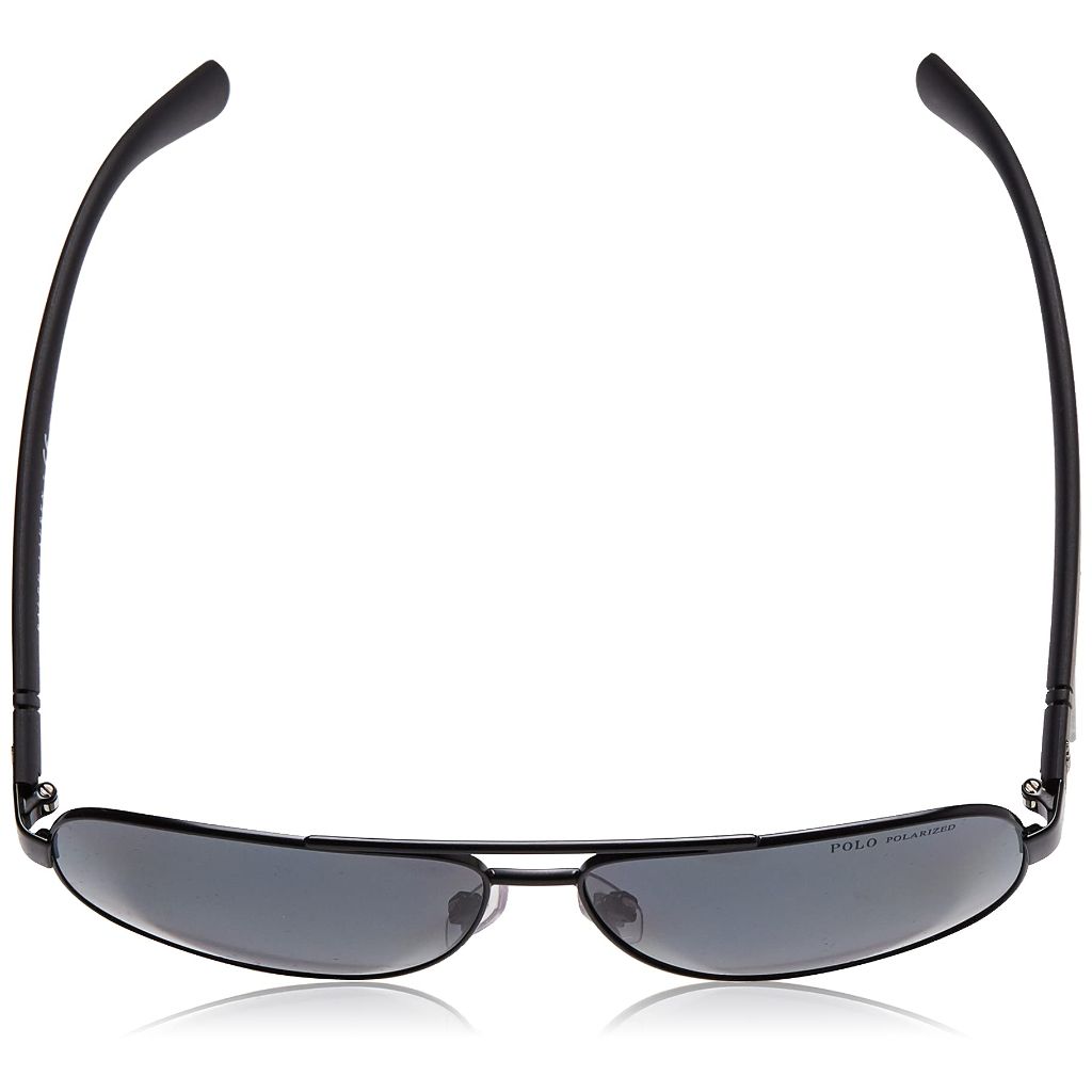 Polo Ralph Lauren Men's PH3110 9267/81 Aviator Sunglasses -, Semi-Shiny Black/Polarized Gray, 60 mm