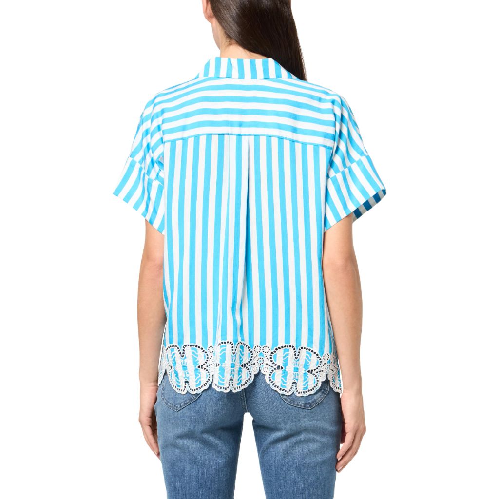 Trina Turk Gideon Top, Blue Grotto/Whitewash ,SZ  L
