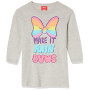 SZ S, Amazon Essentials Disney Girls' Cotton Crew Neck Sweater Dress , Minnie rainbow